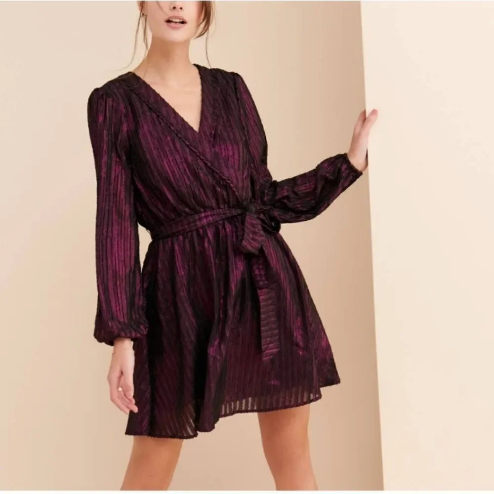 Modcloth Time to Shine metallic purple wrap dress size 2X